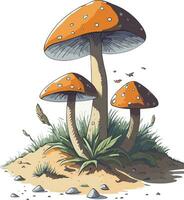 Watercolor cut Mushroom vector