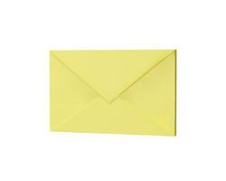 3D render blank yellow letter paper side view. Realistic vector illustration in plastic style. Email message symbol for business, office. Delivery envelope plasticine. Way of communication