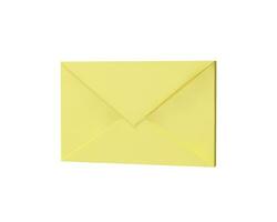 3D render blank yellow letter paper side view. Realistic vector illustration in plastic style. Email message symbol for business, office. Delivery envelope plasticine. Way of communication