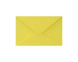 3D render blank yellow letter paper front view. Realistic vector illustration in plastic style. Email message symbol for business, office. Delivery envelope plasticine. Way of communication