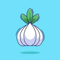 Flat design vector illustration of cute garlic