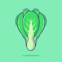 Flat vector cartoon design of fresh chinese cabbage illustration