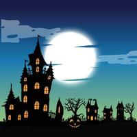 Halloween Night at the Haunted House, A Festive Illustration vector