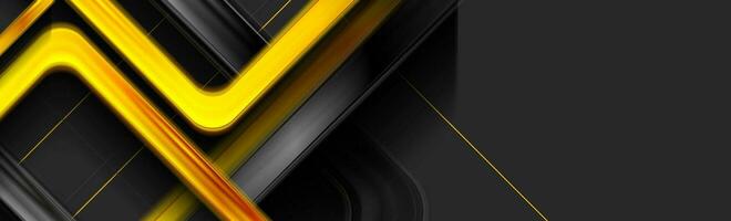 Black and yellow glossy squares abstract tech background vector