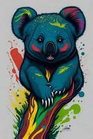 A detailed illustration of a Koala for a t-shirt design, wallpaper, and fashion photo