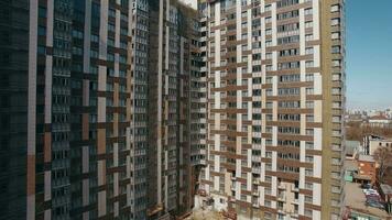 Highrise block of flats under construction and Moscow view, Russia video