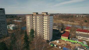 Aerial shot of residential area in suburbs, Russia video