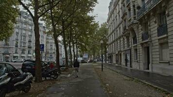 espaço de tempo do caminhando ao longo a rua do Paris dentro outono video