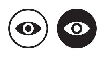 View, viewer, watch icon vector in black circle. Eye sign symbol