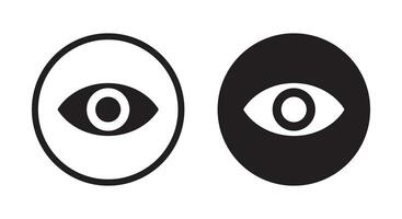 View, viewer, watch icon vector in black circle. Eye sign symbol