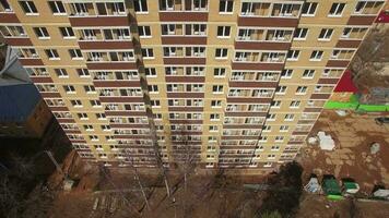 New block of flat being built in the suburbs, aerial view Russia video