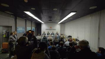 Press conference at Sheremetyevo Airport in Moscow, Russia video