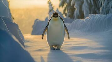 Emperor Penguin Chicks. Emperor penguins of South Georgia. Generative Ai photo