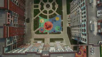 Flying over apartments blocks with inner court in New Moscow, Russia video