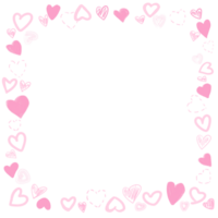 Cute doodle heart shape frame illustration in pink png