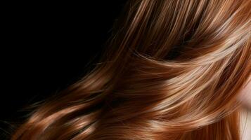 Beautiful healthy shiny hair texture with highlighted streaks.  Generative Ai photo