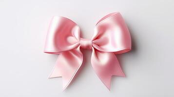 Pink ribbon bow on white background. ribbon bow. Generative Ai photo