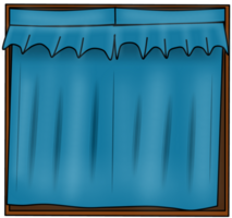 ein Blau Vorhang auf ein Fenster png