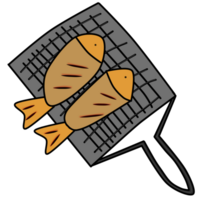 illustration of fish on grill png