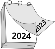 illustration of year 2023 change to 2024 png