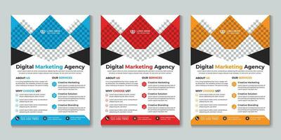 Corporate modern digital marketing agency flyer design template Free Vector