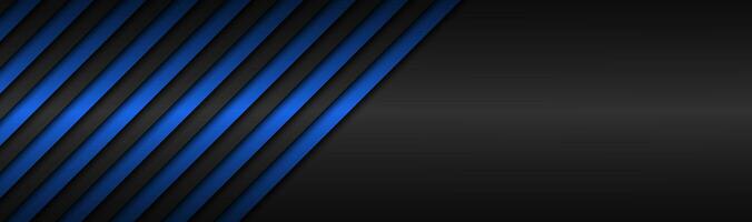 Dark blue abstract metallic vector header with slanting lines. Blue striped pattern, parallel lines and strips. Vector abstract widescreen background with blank space for your logo photo