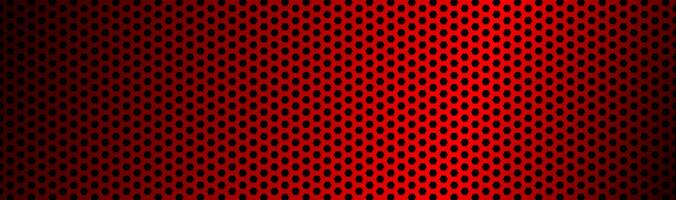Abstract dark red geometric hexagonal mesh material header. Perforated metallic technology banner. Vector abstract widescreen background photo