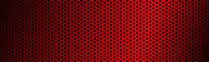 Abstract dark red geometric hexagonal mesh material header. Perforated metallic technology banner. Vector abstract widescreen background photo