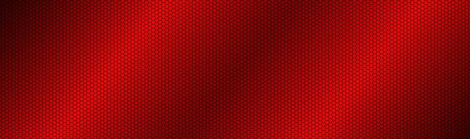 Abstract dark red geometric hexagonal mesh material header. Perforated metallic technology banner. Vector abstract widescreen background photo