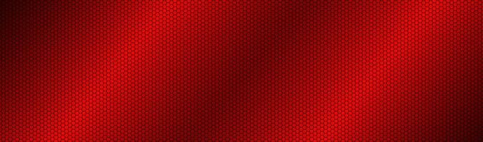 Abstract dark red geometric hexagonal mesh material header. Perforated metallic technology banner. Vector abstract widescreen background photo