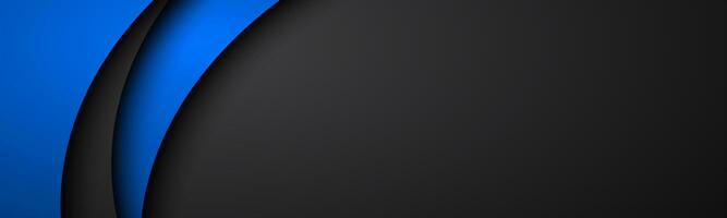 Abstract black and blue wave vector banner with blank space for your text. Dark overlayp layer papers header. Modern corporate design background vector illustration photo