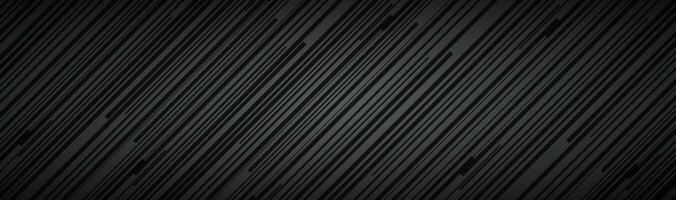 Dark abstract black and grey striped header. Diagonal lines and strips pattern. Metal fiber banner. Simple vector illustration photo