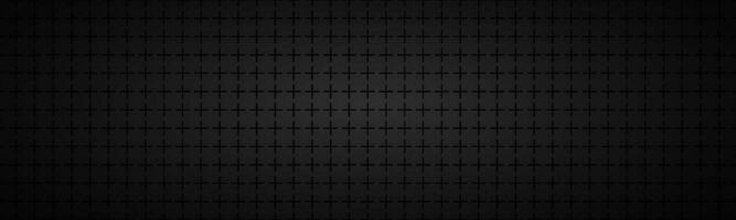 Black abstract header. Vector metal pattern. Simply mosaic banner with evenly stacked crosses