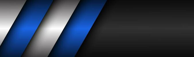 Abstract black, white and blue modern material header. Technology banner. Vector abstract widescreen background photo