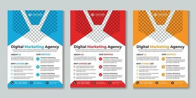 Professional modern digital marketing agency flyer design template Free Vector