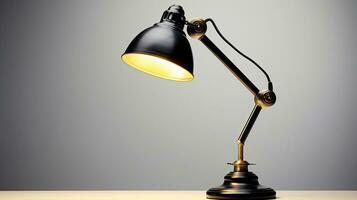 Vintage black desk lamp isolated on white background. Idea for interior design. Generative Ai photo