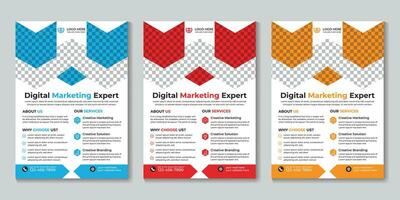 Corporate digital marketing agency flyer design template Free Vector