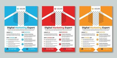 Corporate digital marketing agency flyer design template Free Vector