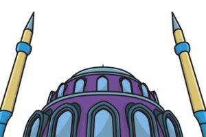 Traditional Colorful Elegant Islamic Mosque Building illustration. Muslim building icon concept. Muslim mosque design. png