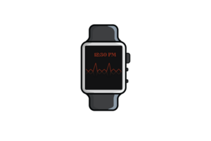 inteligente reloj con correas y blanco pantalla ilustración. tecnología objeto icono concepto. inteligente tecnología dispositivo símbolo diseño. png