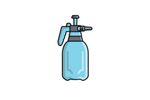 désinfecter et nettoyage vaporisateur bouteilles illustration. Accueil nettoyage un service objets icône concept. nettoyage vaporisateur bouteille buse proche en haut conception. png