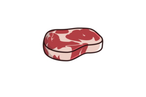 Barbecue Grill Steak Raw Meat illustration. Food object icon concept. Slice of steak, fresh meat. Uncooked pork chop design. png