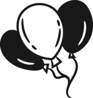 Birthday Ballon Doodles Element Monochrome png