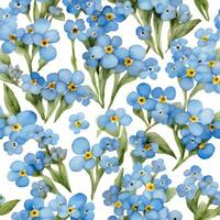 Delicate blue forget-me-nots on a white background watercolor photo