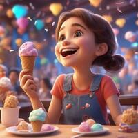 gratis pixar estilo personaje con hielo crema, realista fondo, ai generativo foto