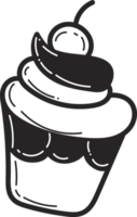 koekje toetje doodles element monochroom png