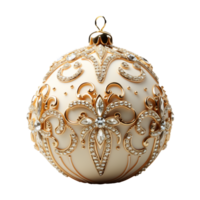 3d luxury White Christmas ball decorated with gold png