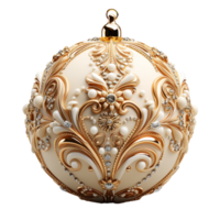 3d luxury White Christmas ball decorated with gold png