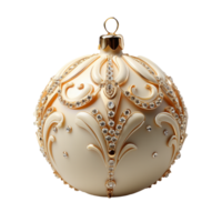 3d luxury White Christmas ball decorated with gold png