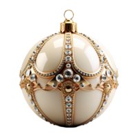 3d luxo branco Natal bola decorado com ouro png